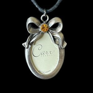 CARR Pewter Picture Frame Pendant Necklace Topaz Citrine November Birthstone